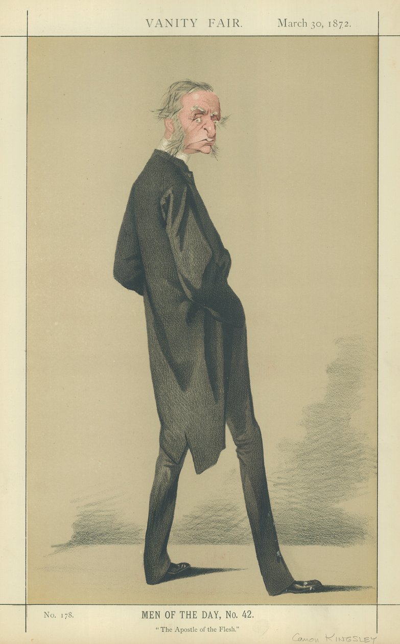Wielebny kanonik Charles Kingsley (kolorowa litografia) autorstwa Adriano Cecioni