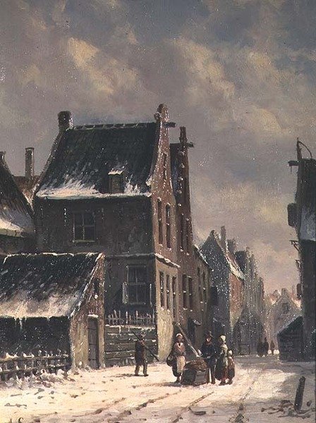 Holenderskie miasteczko w zimie autorstwa Adrianus Eversen