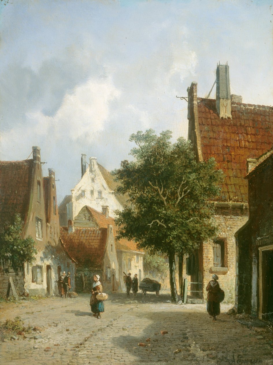 Scena uliczna w Amsterdamie autorstwa Adrianus Eversen