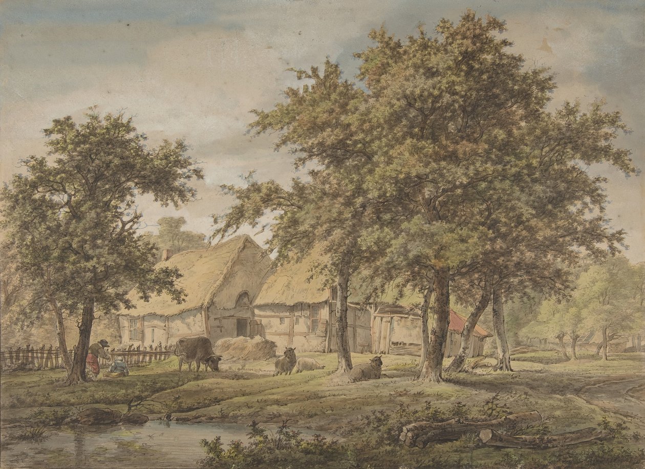 Krajobraz z folwarkiem, 1757-1837. autorstwa Adrianus de Visser
