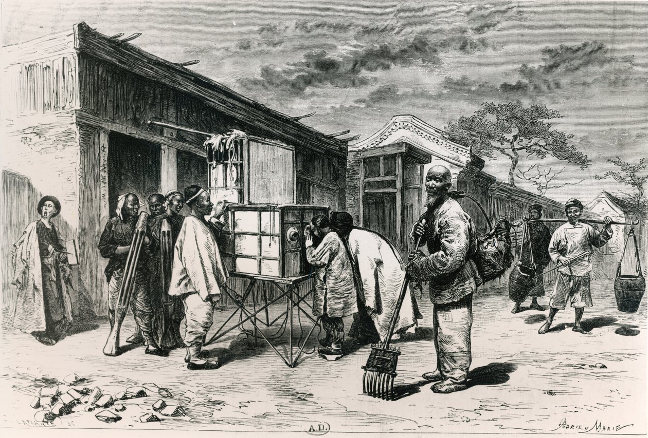 Diorama na drodze w Pekinie, 1873 autorstwa Adrien Emmanuel Marie