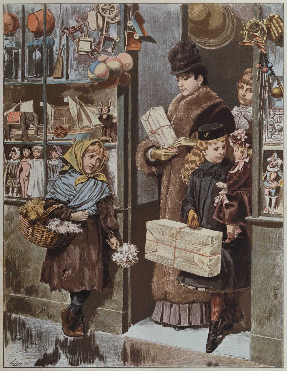 „Prezenty świąteczne”, ilustracja z „Paris Illustre”, 1886 autorstwa Adrien Emmanuel Marie