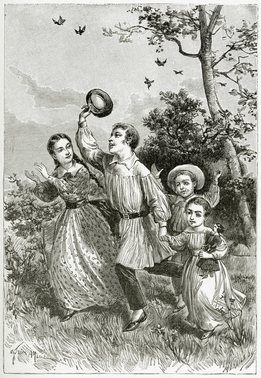Rodzina, XIX w. (rycina bw) autorstwa Adrien Emmanuel Marie