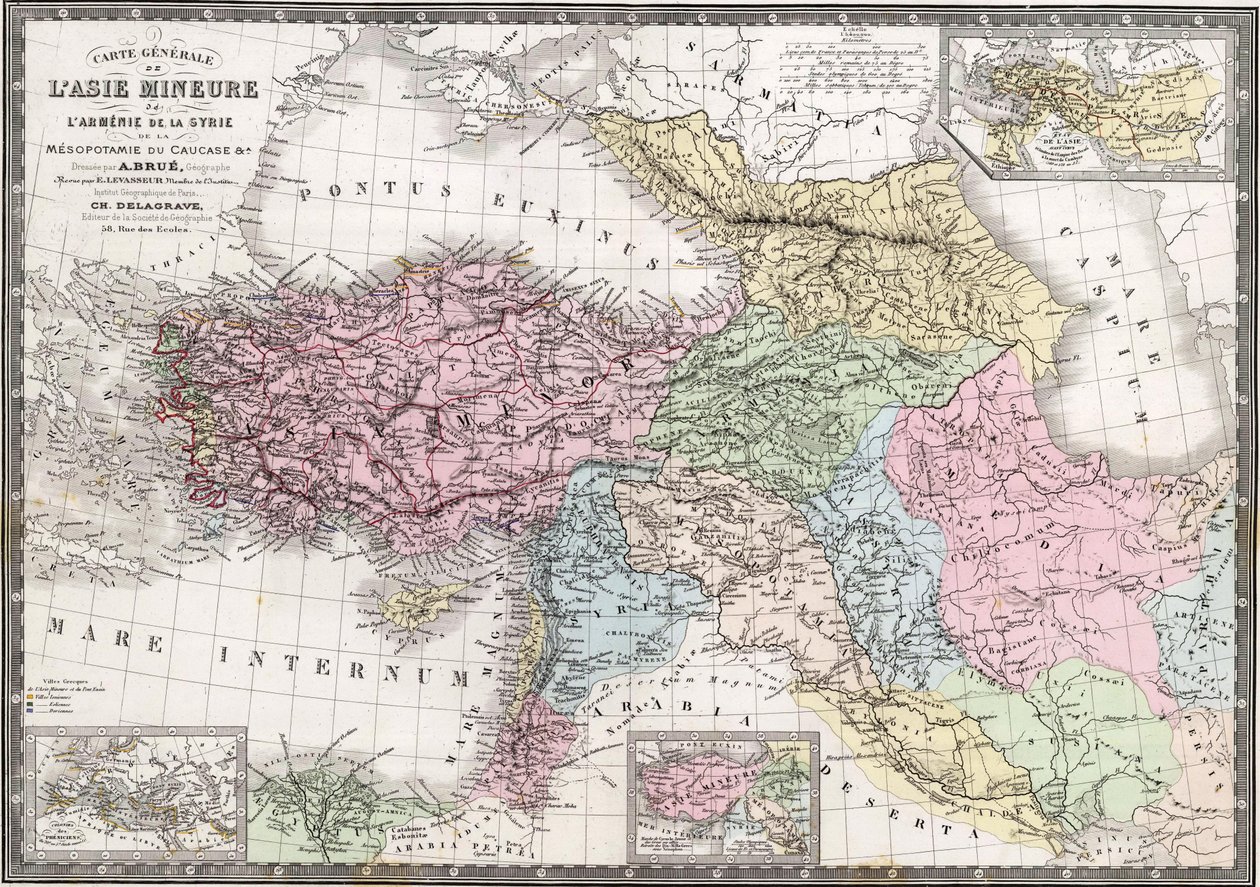 Ogólna mapa Azji Mniejszej, Armenii, Syrii, Mezopotamii, Kaukazu i A. autorstwa Adrien Hubert Brué