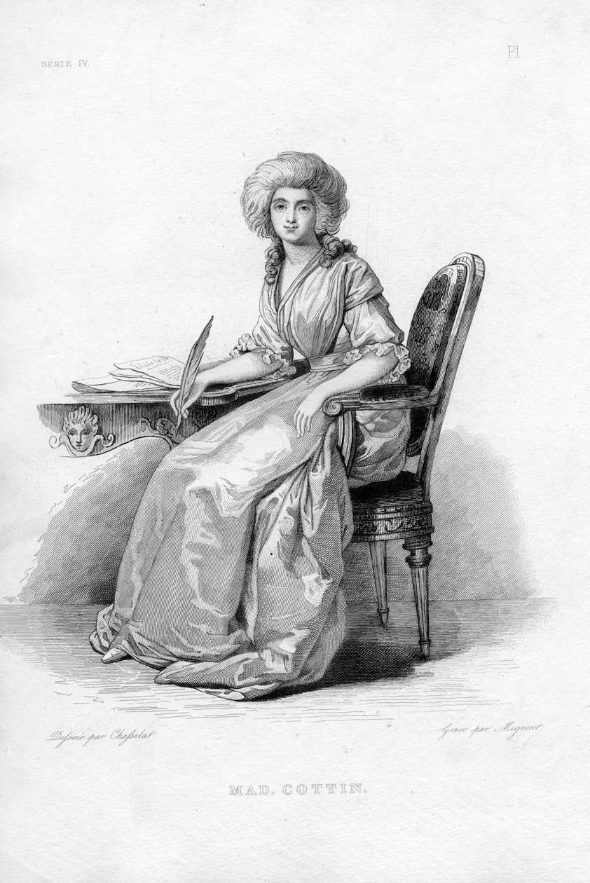 Grawerowany portret Sophie Cottin (1770-1807) autorstwa Adrien Jacques Antoine Migneret