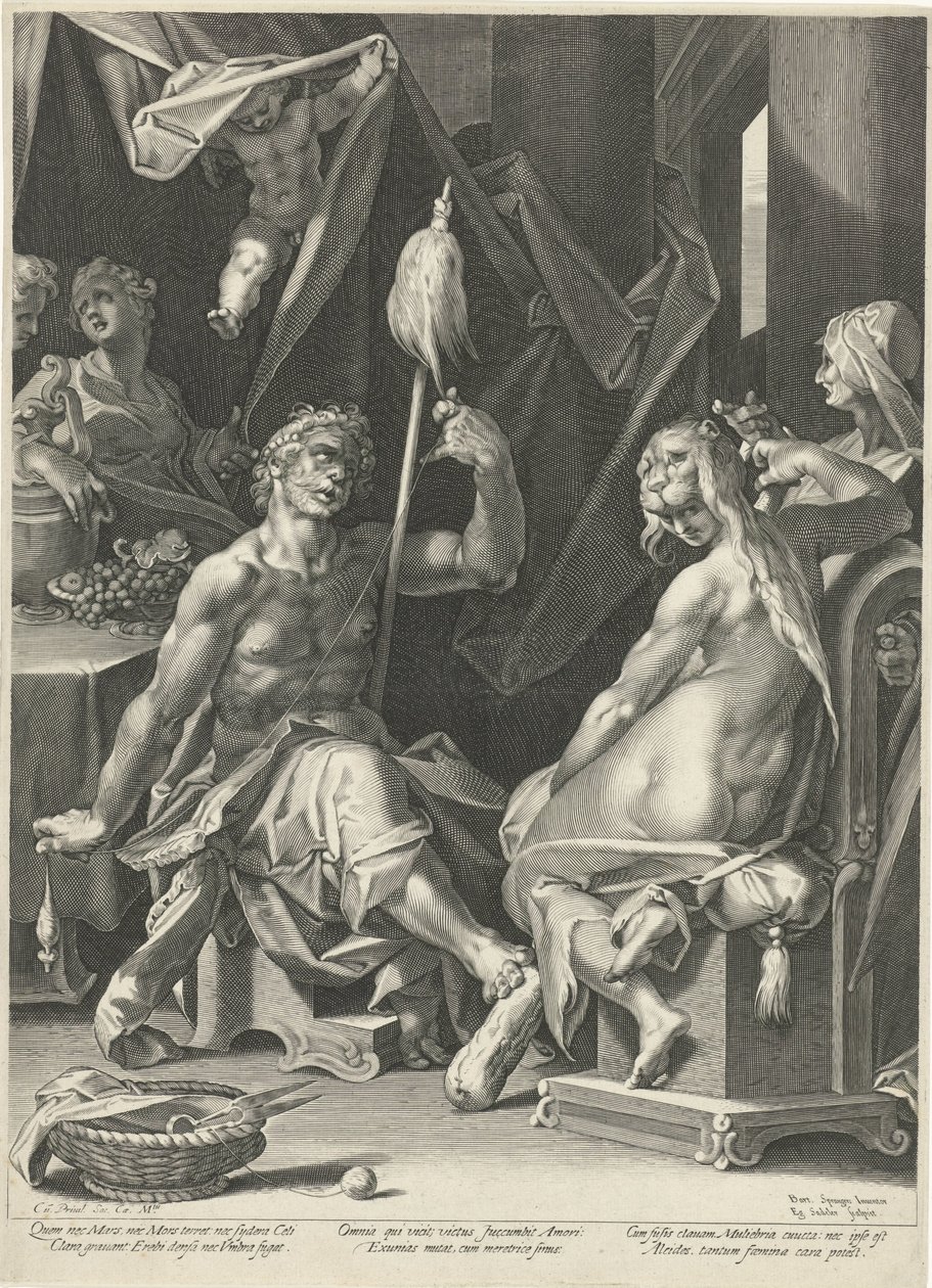 Herkules w Omphale autorstwa Egidius  Sadeler (II)