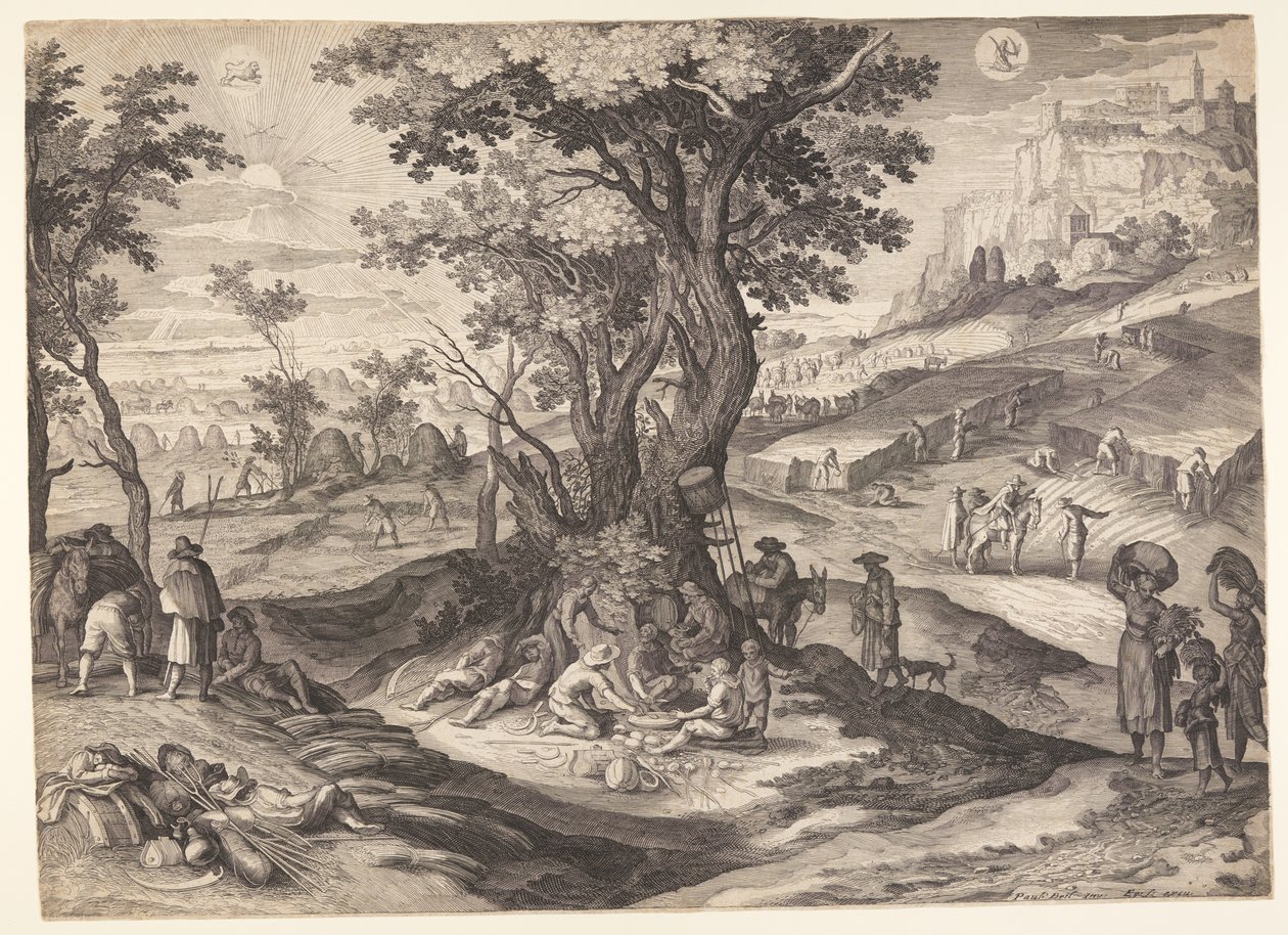 Lipiec/sierpień, od The Twelve Months autorstwa Aegidius Sadeler II