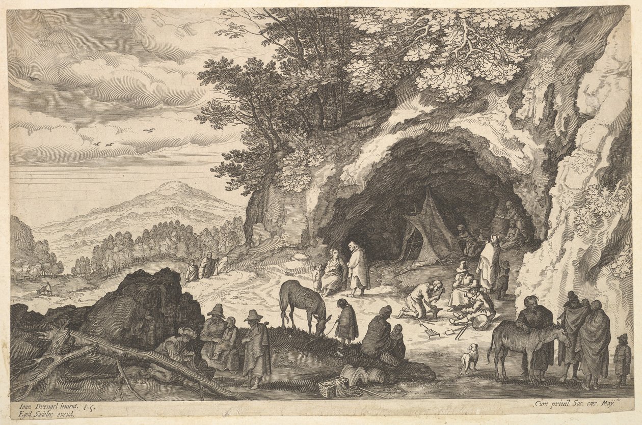 Krajobraz z obozem cygańskim, b.d. autorstwa Aegidius Sadeler II
