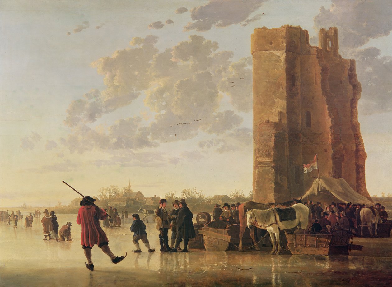 Widok na Maas zimą autorstwa Aelbert Cuyp