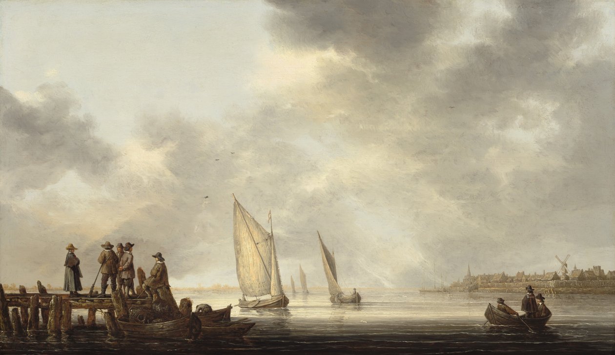 Molo Z widokiem na Dordrecht, początek lat 40. XVII wieku. autorstwa Aelbert Cuyp