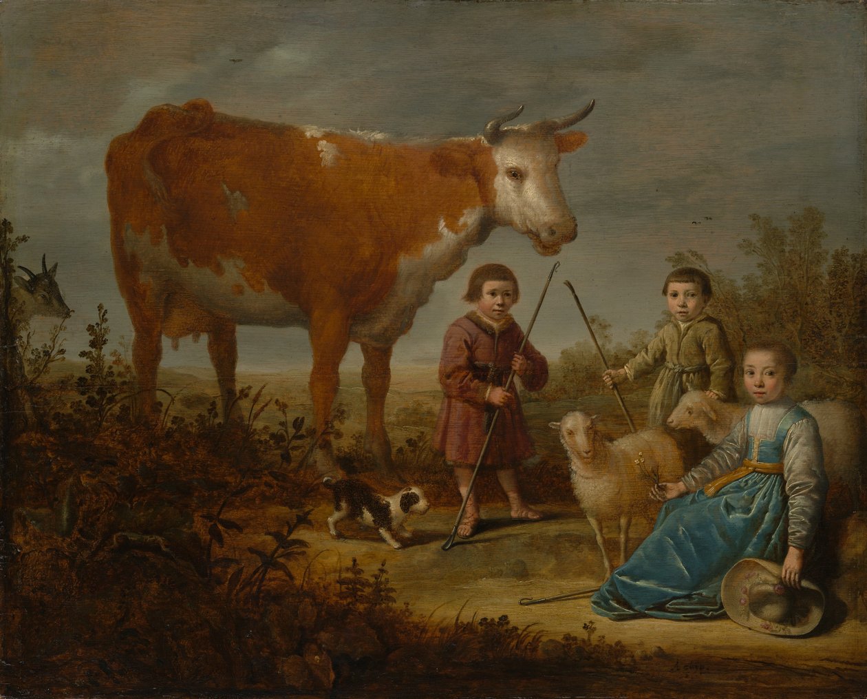 Dzieci i krowa, 1635-39. autorstwa Aelbert Cuyp
