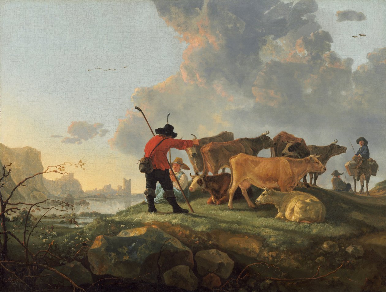 Pasterze opiekujący się bydłem autorstwa Aelbert Cuyp