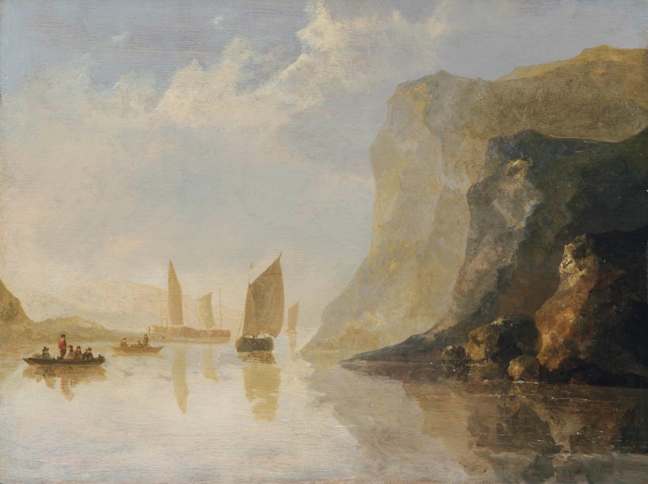 Krajobraz rzeki z łodziami autorstwa Aelbert Cuyp