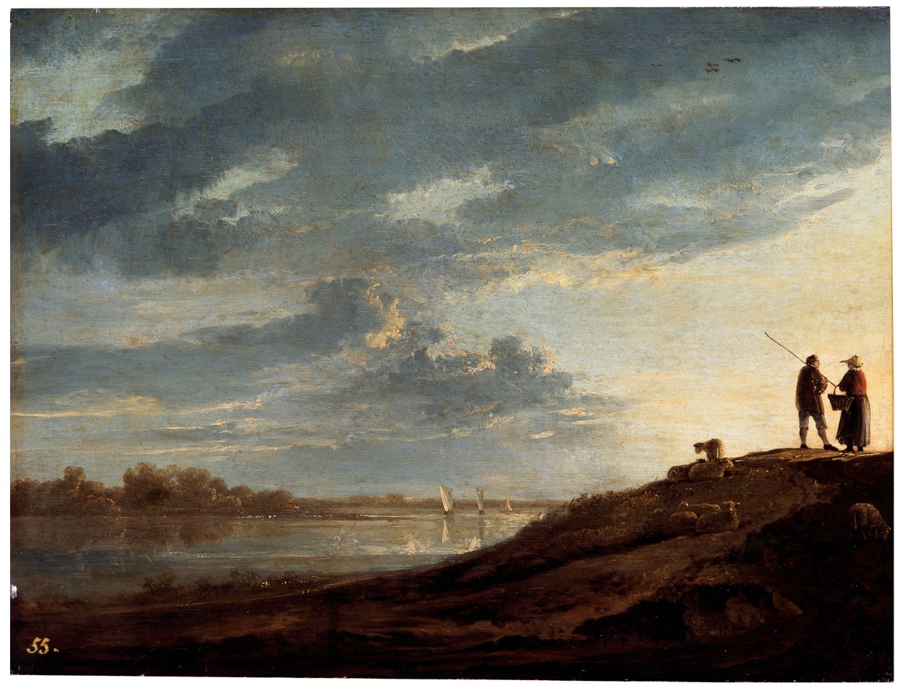 Zachód słońca nad rzeką, 1650. autorstwa Aelbert Cuyp
