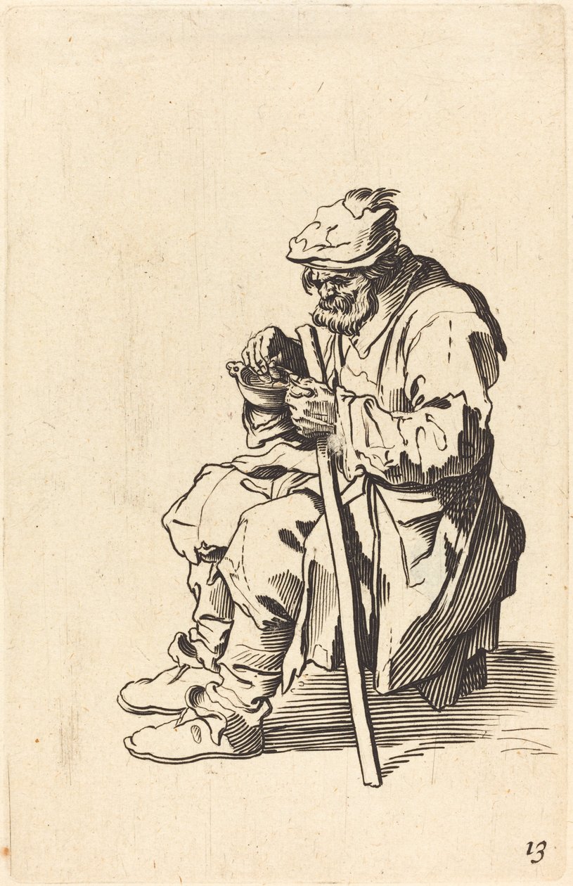 Jedzenie żebraka autorstwa After Jacques Callot