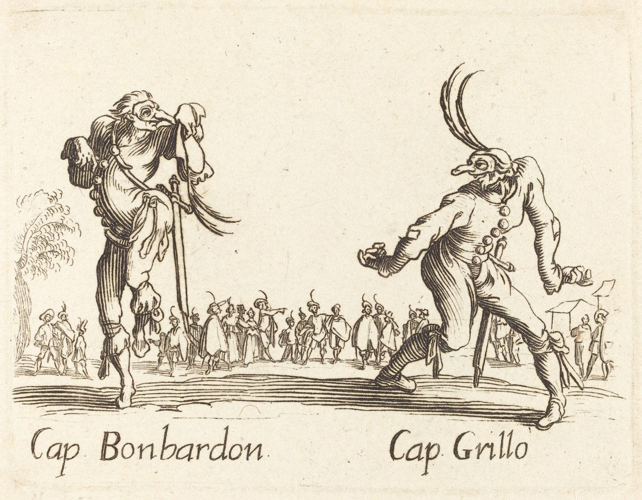 Facet. Bonbardon i Cap. Krykiet autorstwa After Jacques Callot