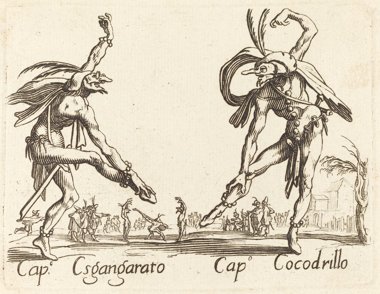 Żaden Sgangherato i Cap. krokodyl autorstwa After Jacques Callot