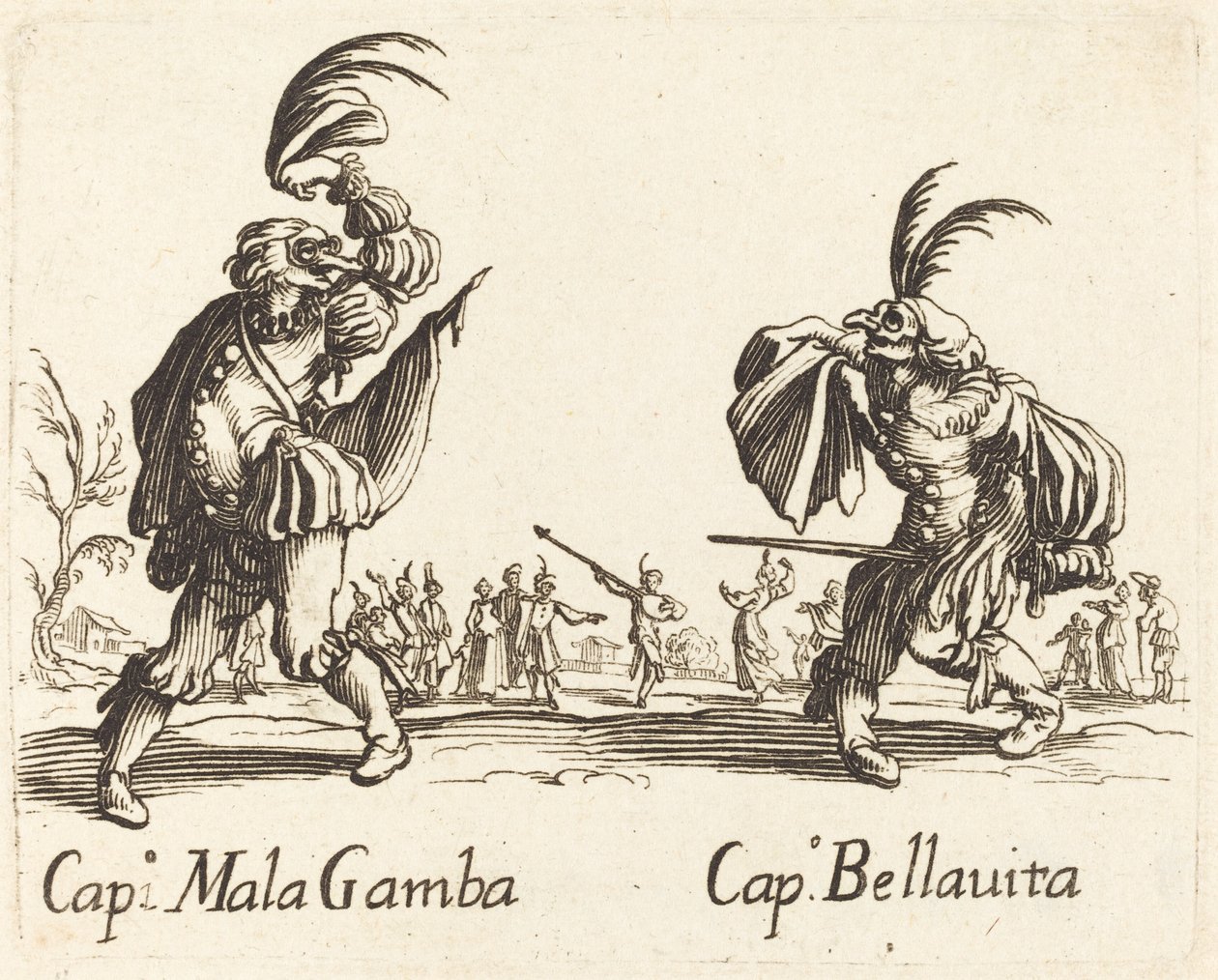 Kapitan Mala Gamba i Kapitan Bellavita autorstwa After Jacques Callot