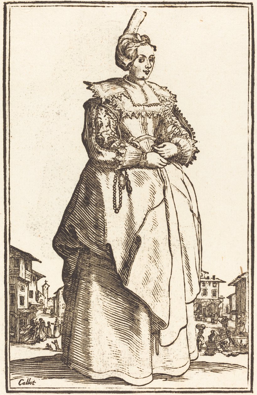 Szlachetna kobieta w małym kapeluszu autorstwa After Jacques Callot