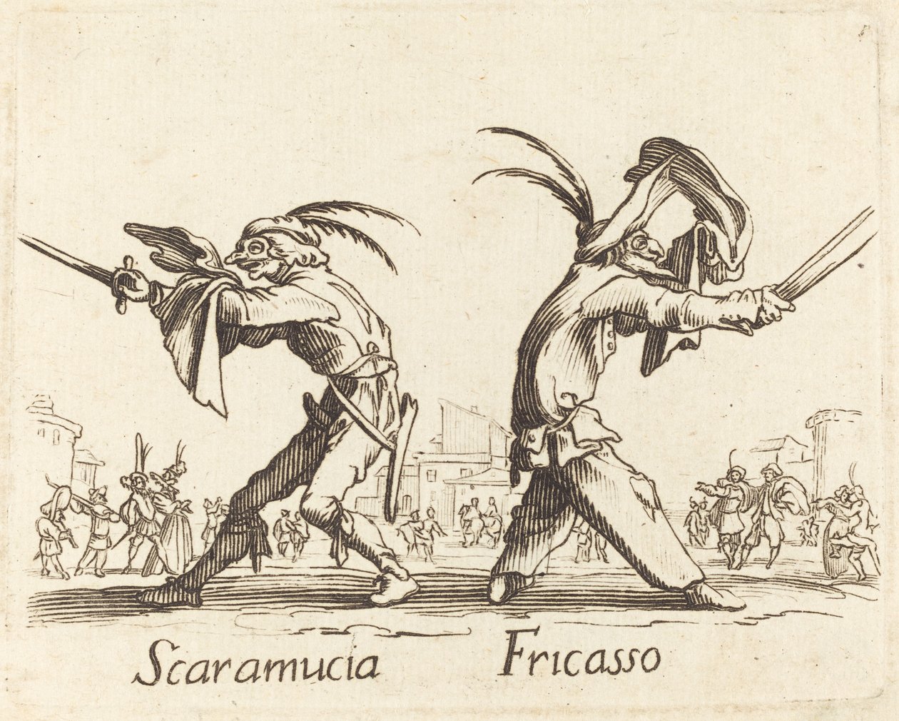 Scaramucia i Fricasso autorstwa After Jacques Callot