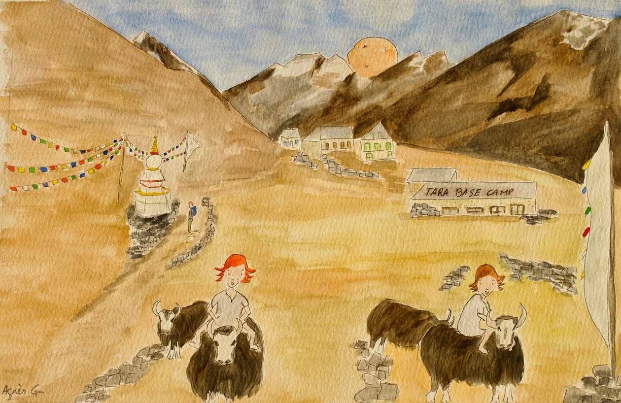 Podróż, Langtang, 2015, akwarela na papierze autorstwa Agnes Girardon
