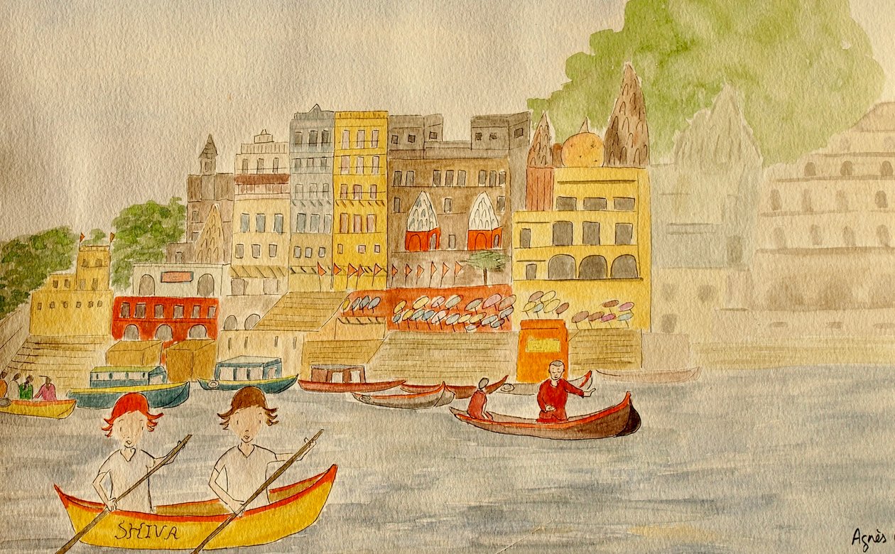 Podróż, Varanasi, 2015, akwarela na papierze autorstwa Agnes Girardon