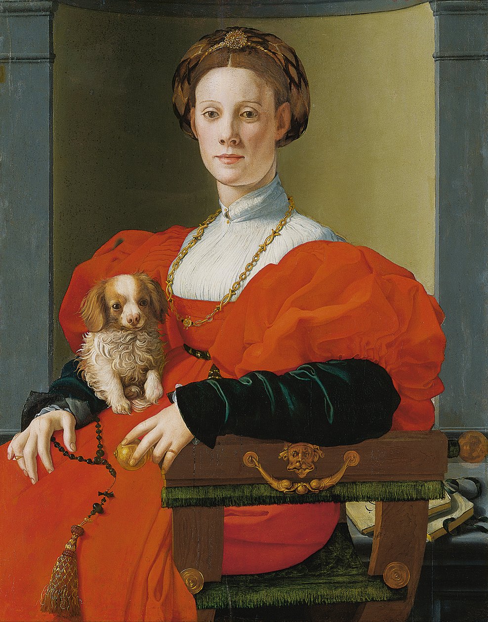 Portret damy z lapdogiem autorstwa Agnolo Bronzino