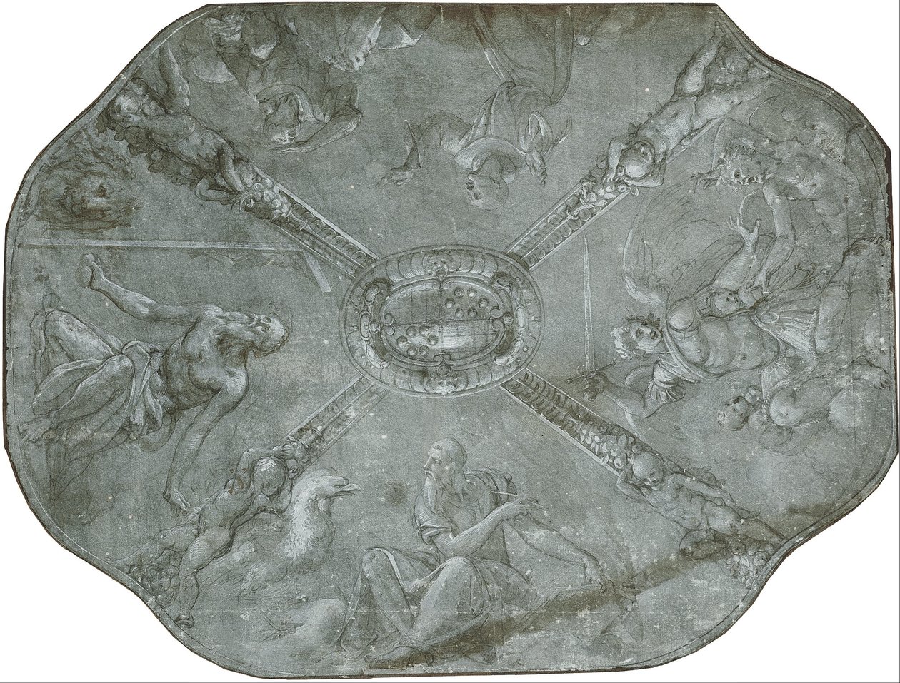 Szkic sufitu fresku w Capella dEleonora di Toledo, Palazzo Vecchio, Florencja autorstwa Agnolo Bronzino