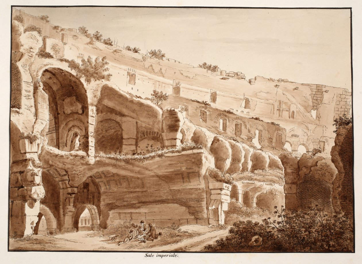 Pokój Cesarski, 1833 (akwaforta z brązowym rozmyciem) autorstwa Agostino Tofanelli