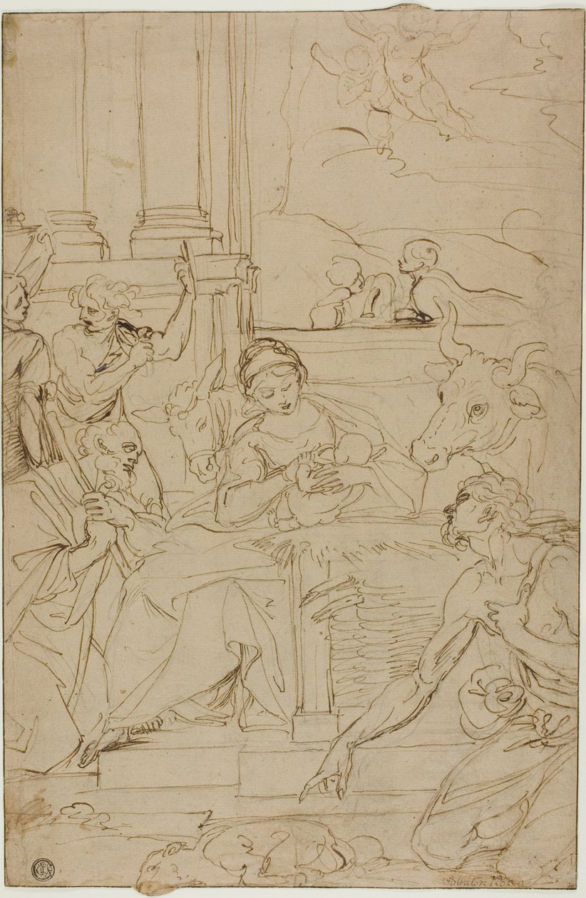Adoracja pasterzy autorstwa Agostino Carracci