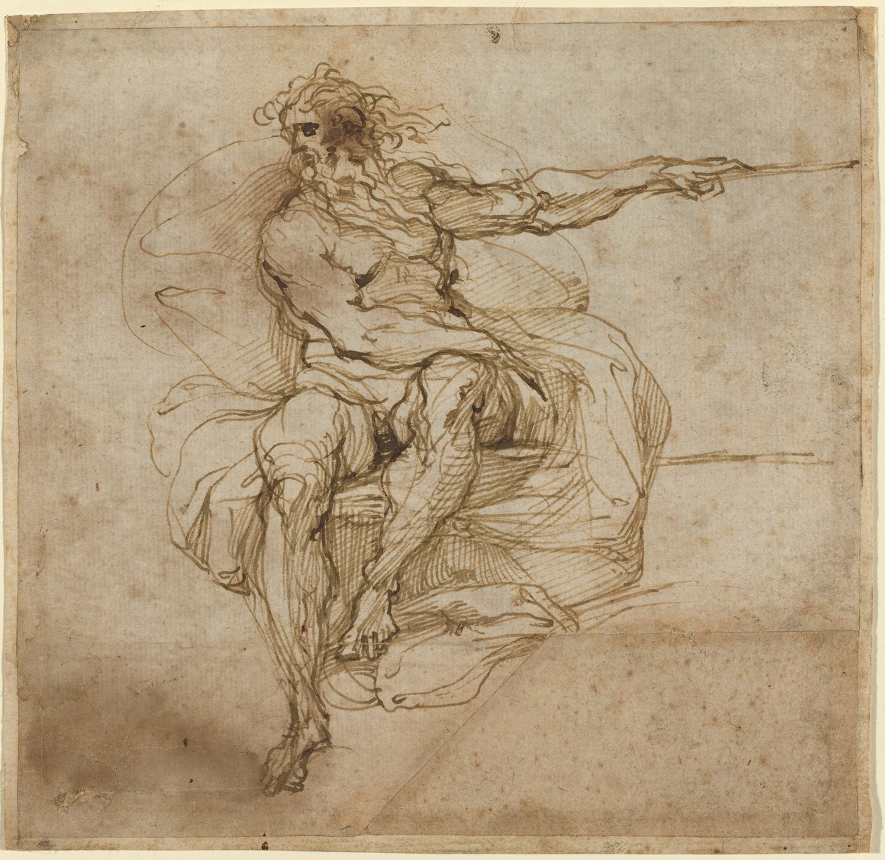 Siedzący Mężczyzna Nude [recto] autorstwa Agostino Carracci