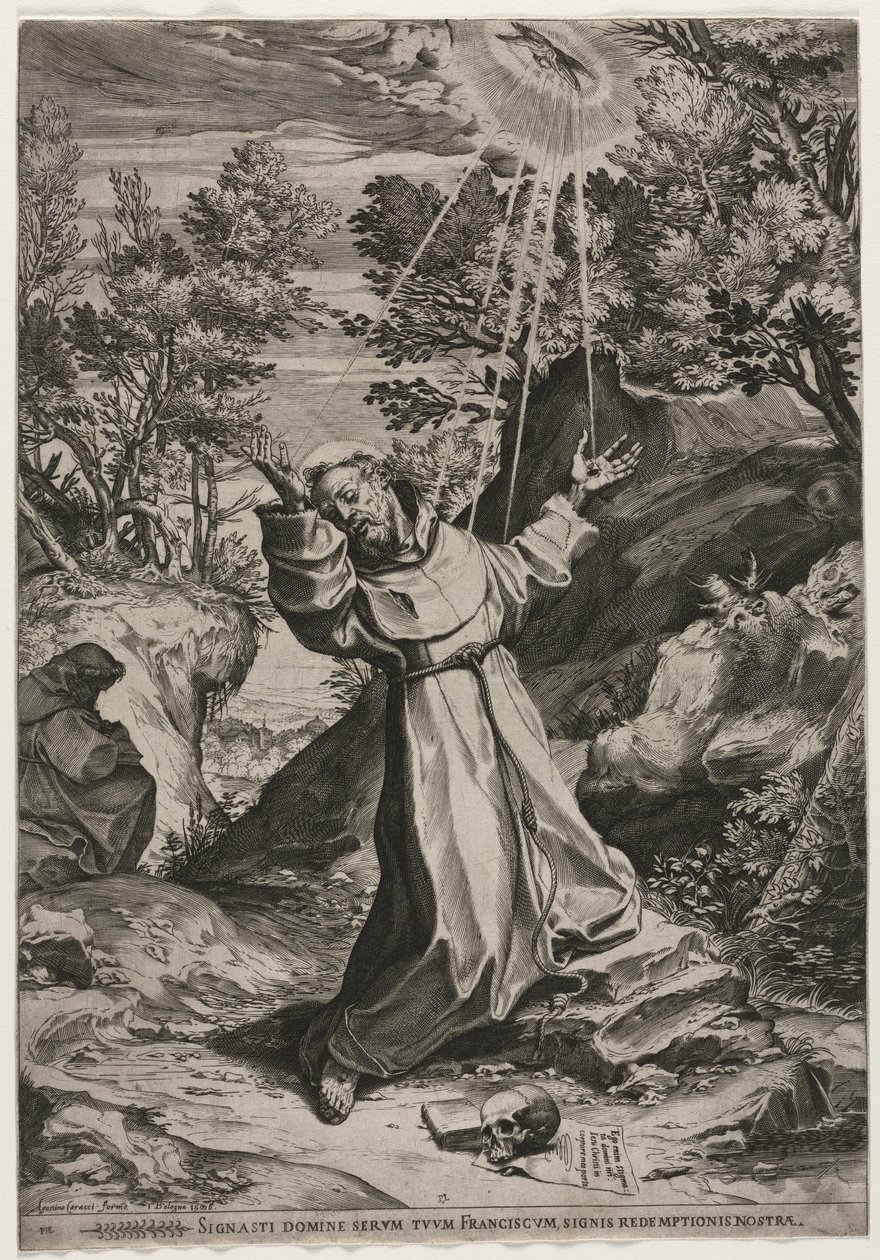 Stygmaty św. Franciszka, 1586 r. autorstwa Agostino Carracci