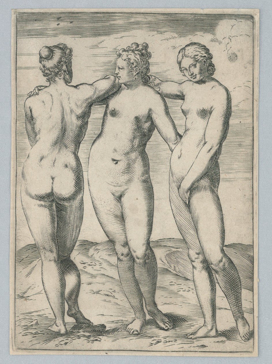 Trzy Gracje autorstwa Agostino Carracci