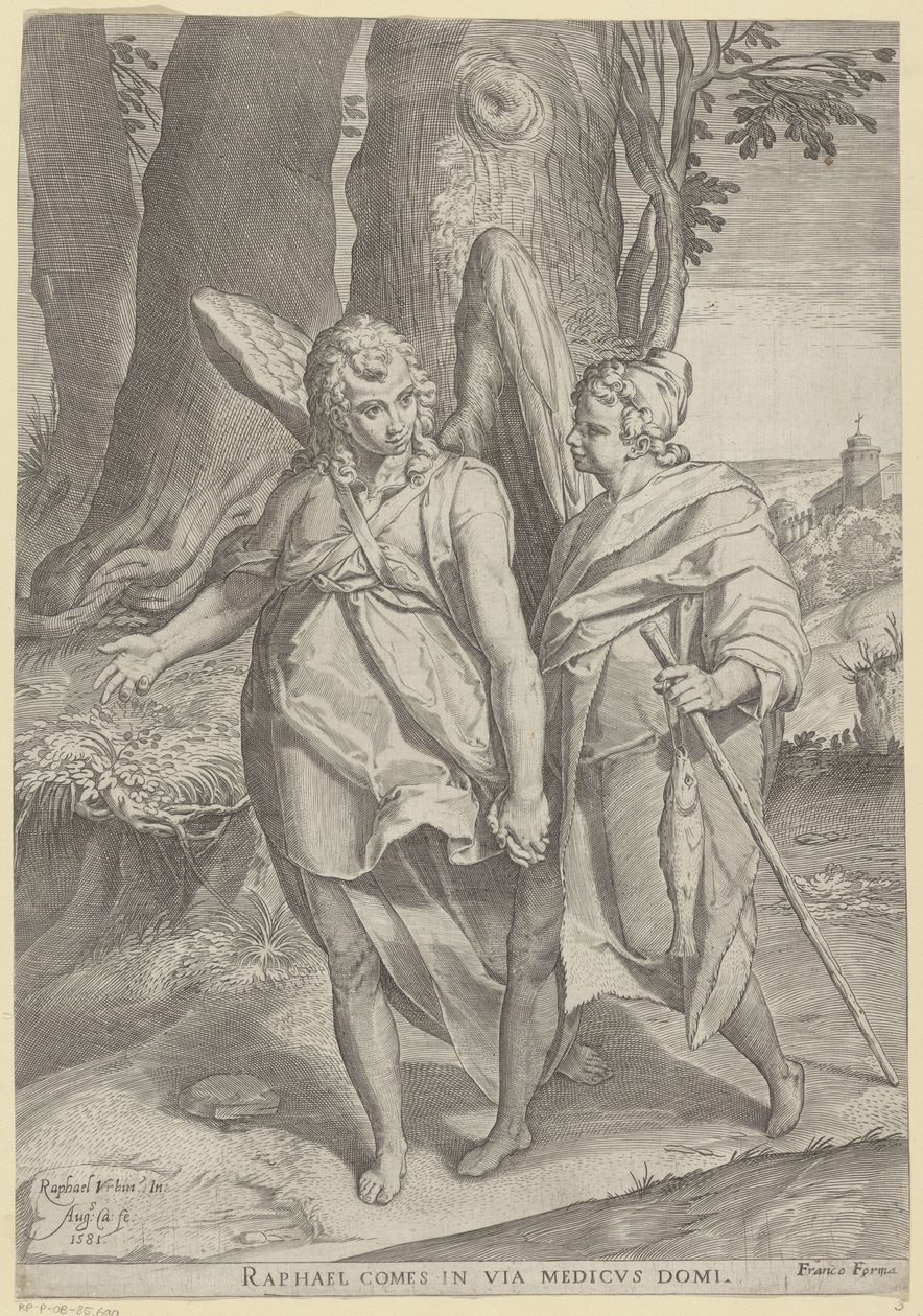 Tobiasz u Engla autorstwa Agostino Carracci