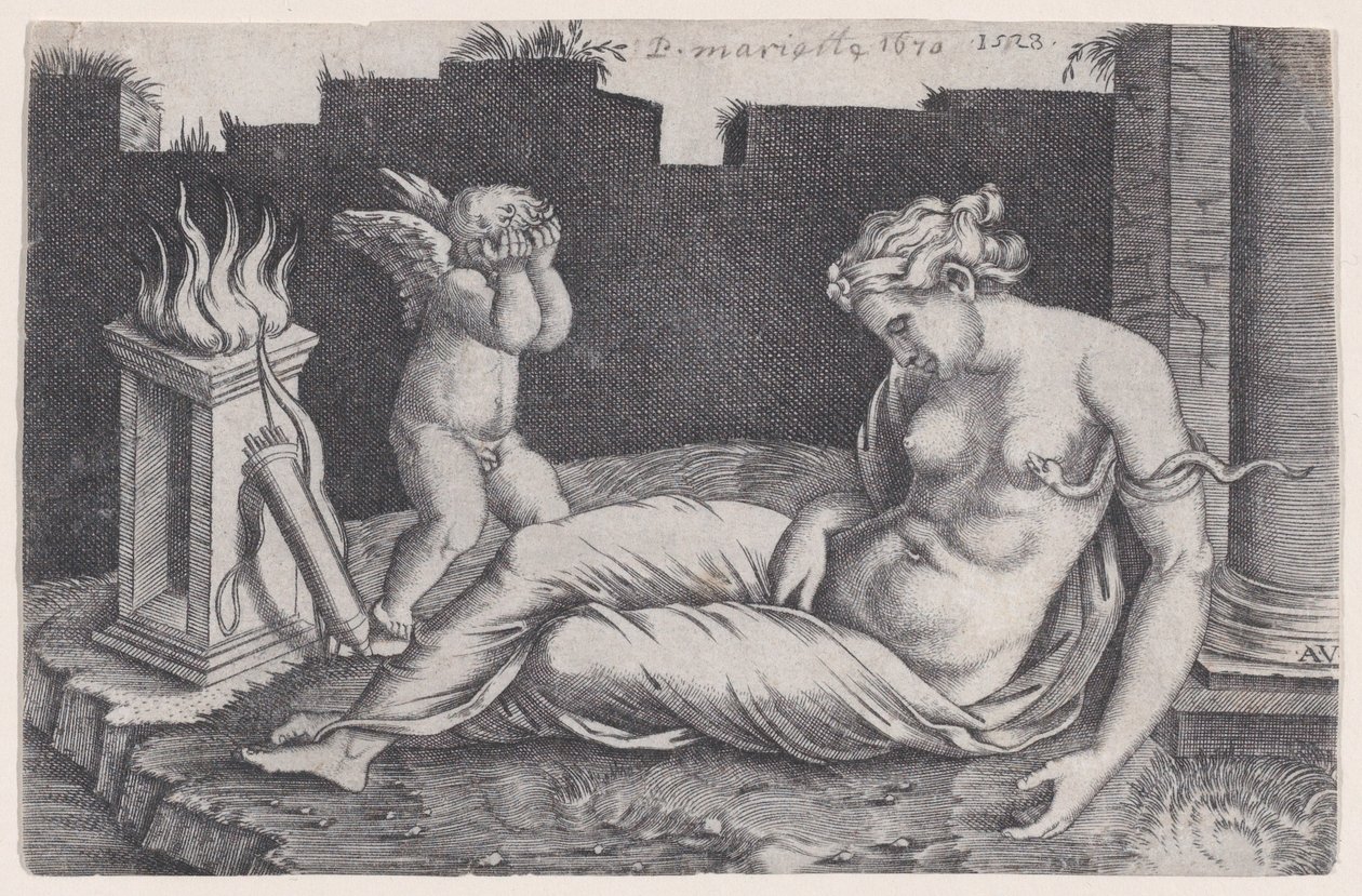 Kleopatra, dat. 1528. autorstwa Agostino Veneziano