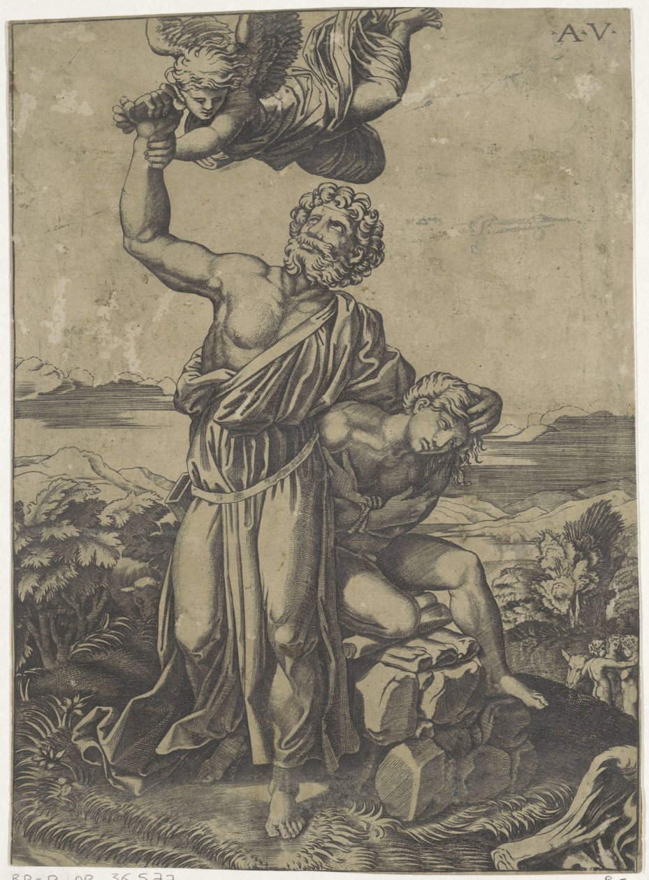 Ofiara Izaaka autorstwa Agostino Veneziano