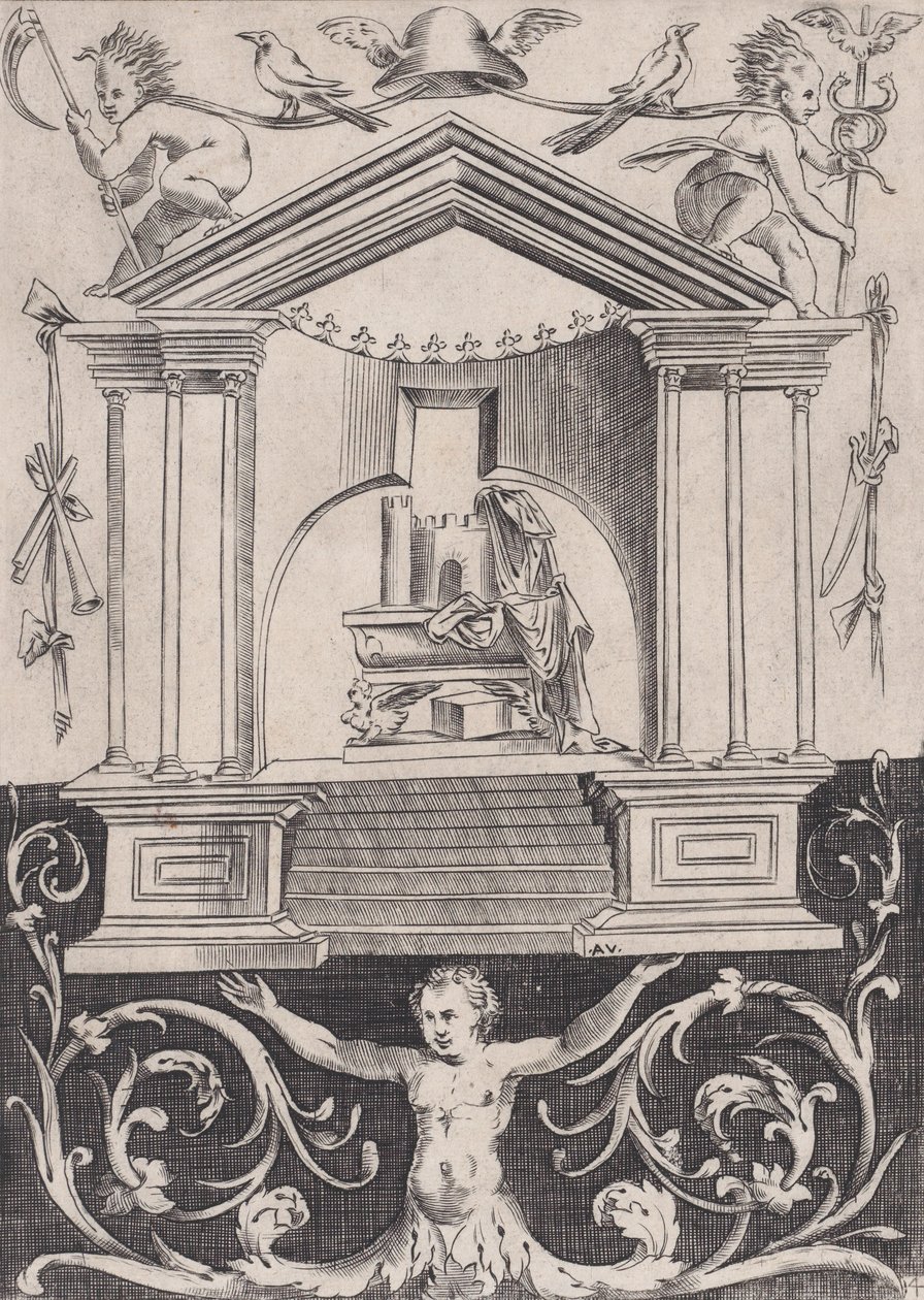 Panel ozdobny, ca. 1514-36. autorstwa Agostino Veneziano