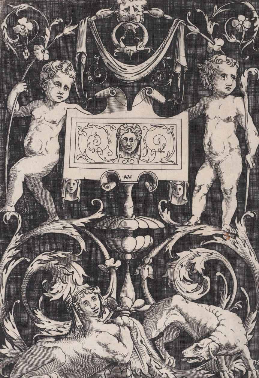 Panel ozdobny, ca. 1514-36. autorstwa Agostino Veneziano