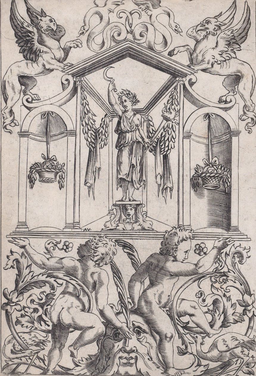 Panel ozdobny, ca. 1514-36. autorstwa Agostino Veneziano
