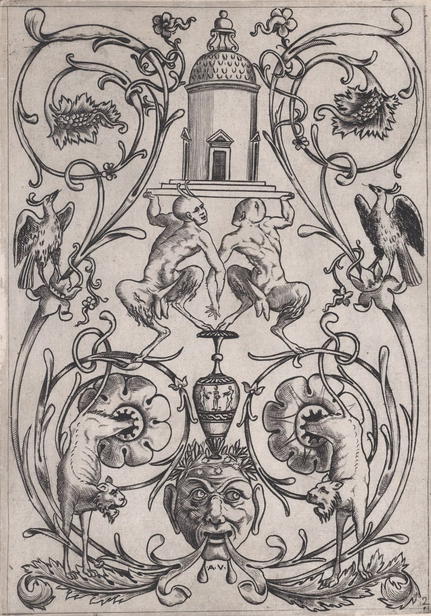 Panel ozdobny, ca. 1514-36. autorstwa Agostino Veneziano