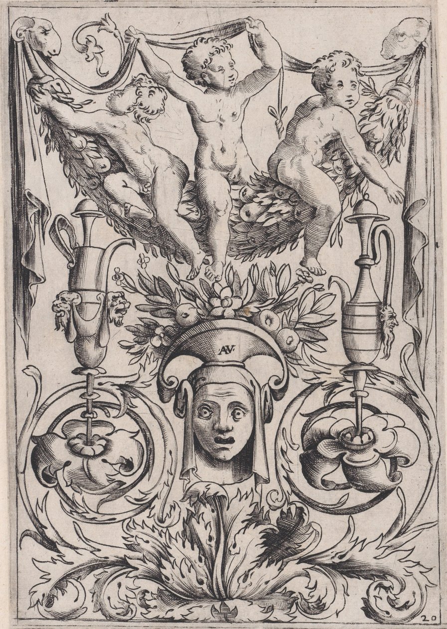 Panel ozdobny, ca. 1514-36. autorstwa Agostino Veneziano