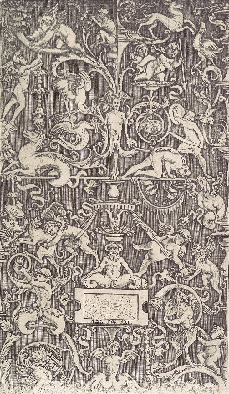 Panel ozdobny, ca. 1514-36. autorstwa Agostino Veneziano