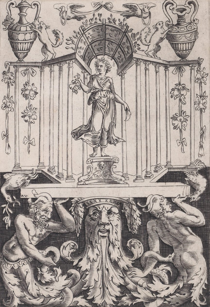 Panel ozdobny, ca. 1514-36. autorstwa Agostino Veneziano