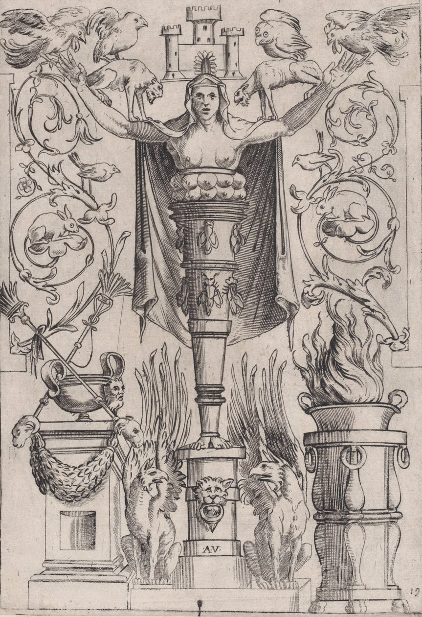Panel ozdobny, ca. 1514-36. autorstwa Agostino Veneziano