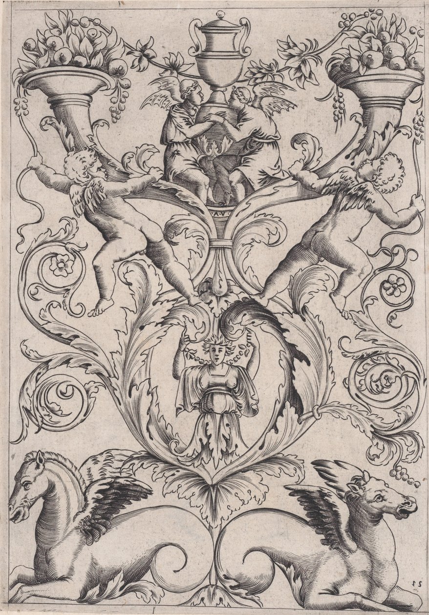 Panel ozdobny, ca. 1514-36. autorstwa Agostino Veneziano