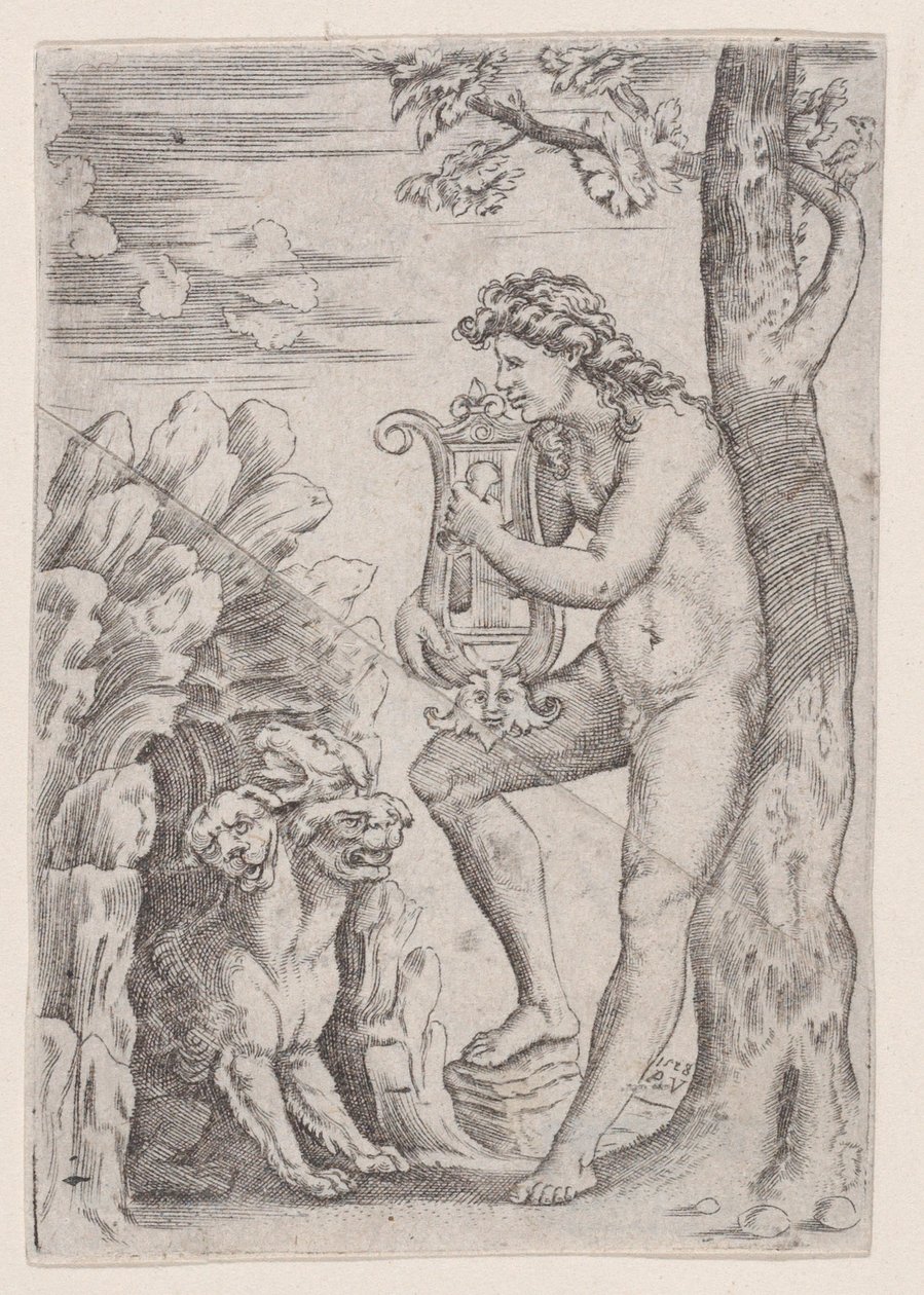 Orfeusz, datowany na 1528 rok. autorstwa Agostino Veneziano