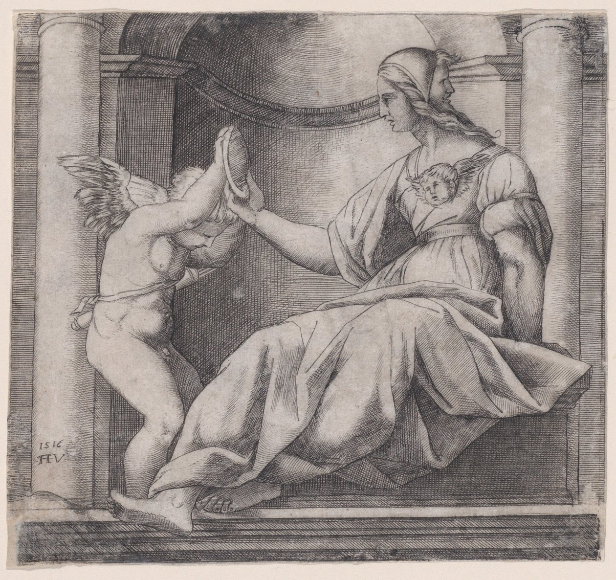 Roztropność, dat. 1516. autorstwa Agostino Veneziano