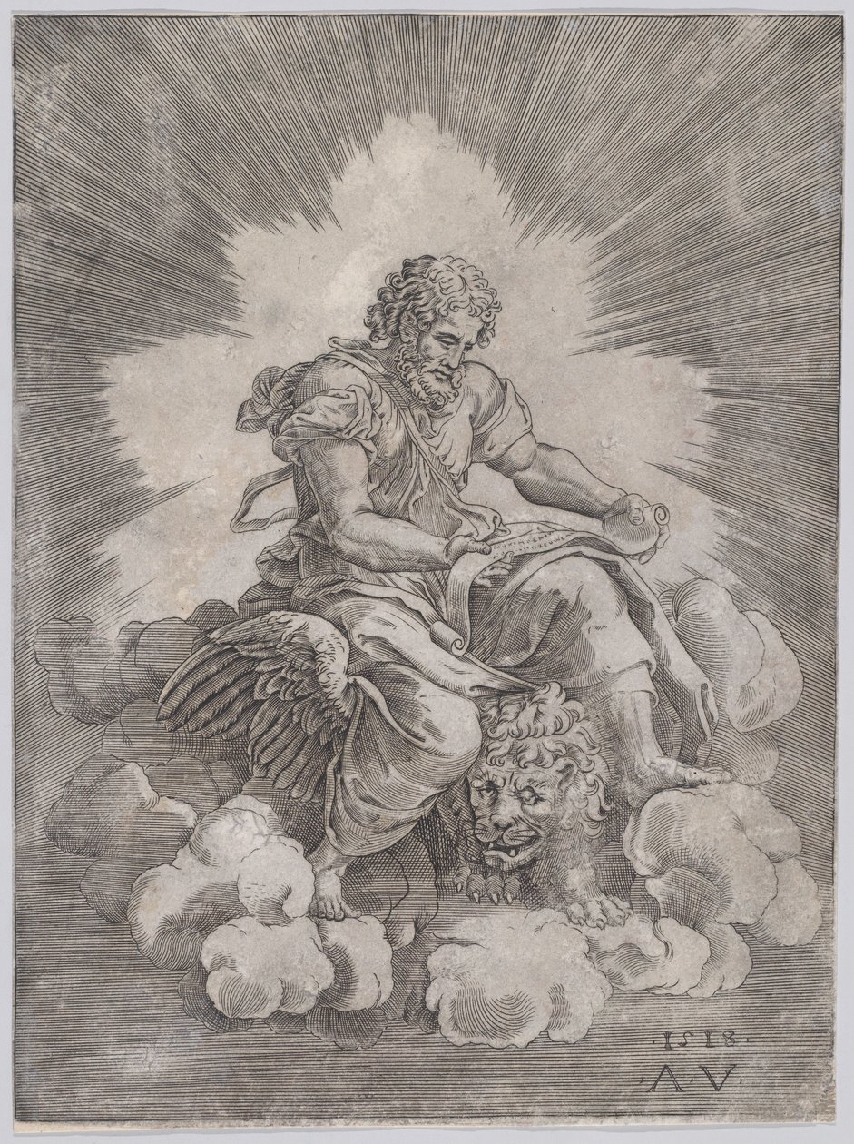 Św. Marek, dat. 1518. autorstwa Agostino Veneziano