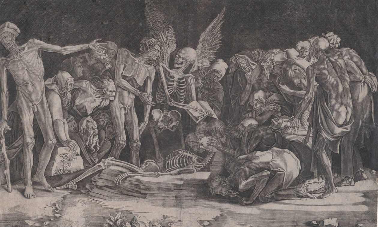 Szkielety, datowane na 1518 rok. autorstwa Agostino Veneziano