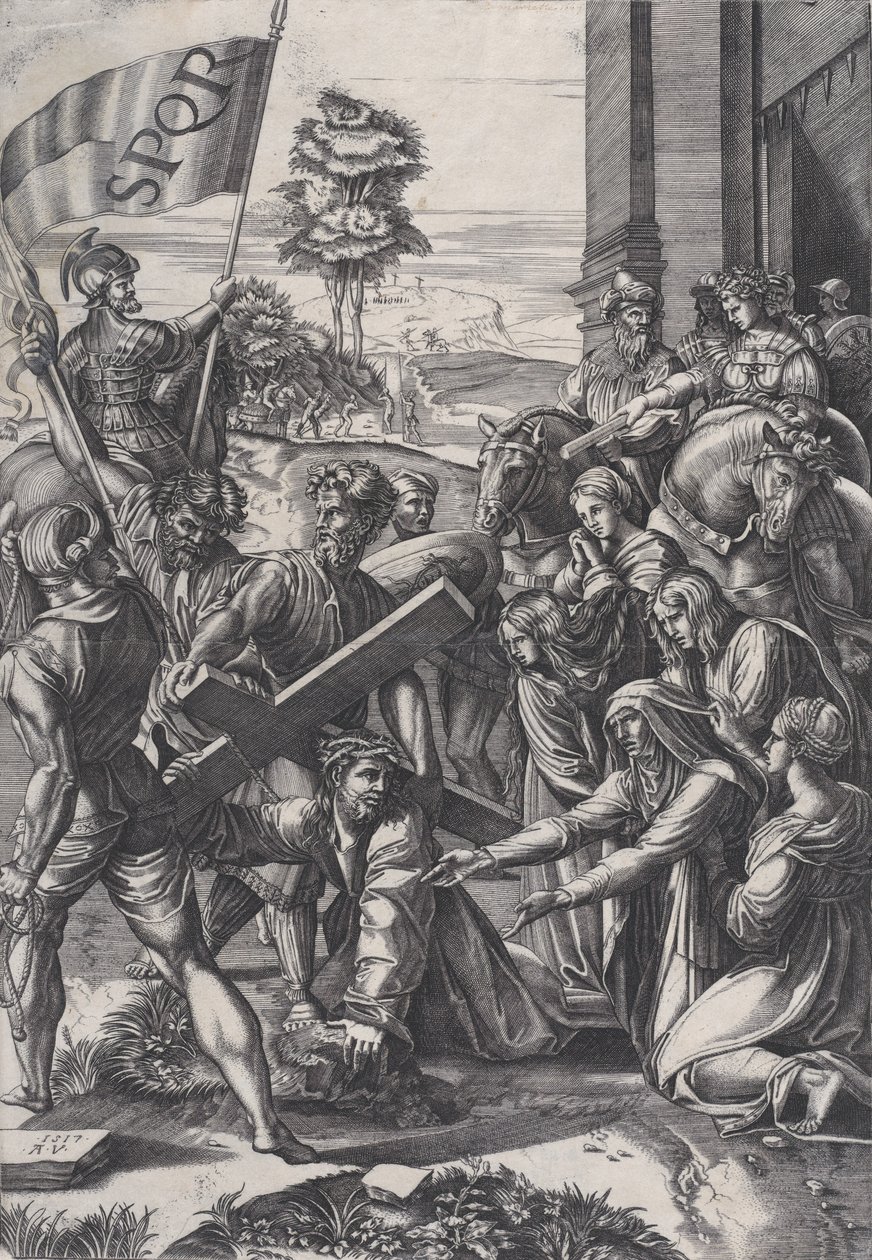 Niesienie krzyża, 1517. autorstwa Agostino Veneziano